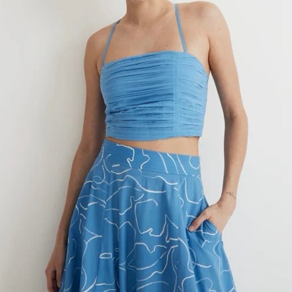 Madewell Poplin Crop Tube Top 4 Women’s Ornamental Blue NL058